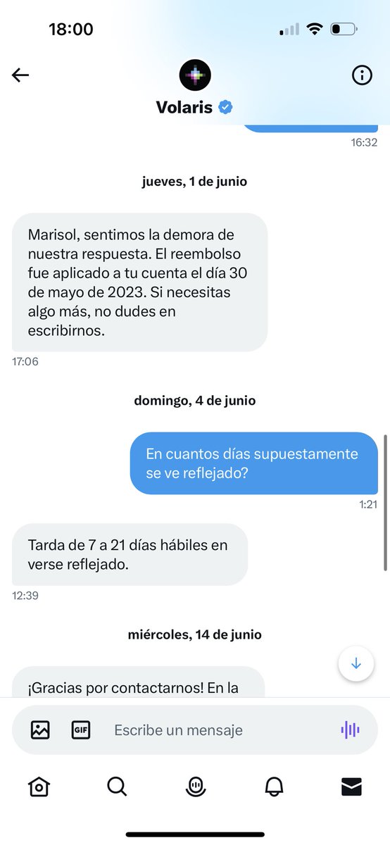 marisolwatanabe's tweet photo. @viajaVolaris Me ponen mentiras en mensaje directo diciendo que emiten el pago y se ve reflejado de 7 a 21 días hábiles para que no escriba nada . Pasa el
Tiempo y es mentira. Esto desde enero. Adjunto evidencia  @Profeco @AtencionProfeco https://t.co/GNbOtzdWAX