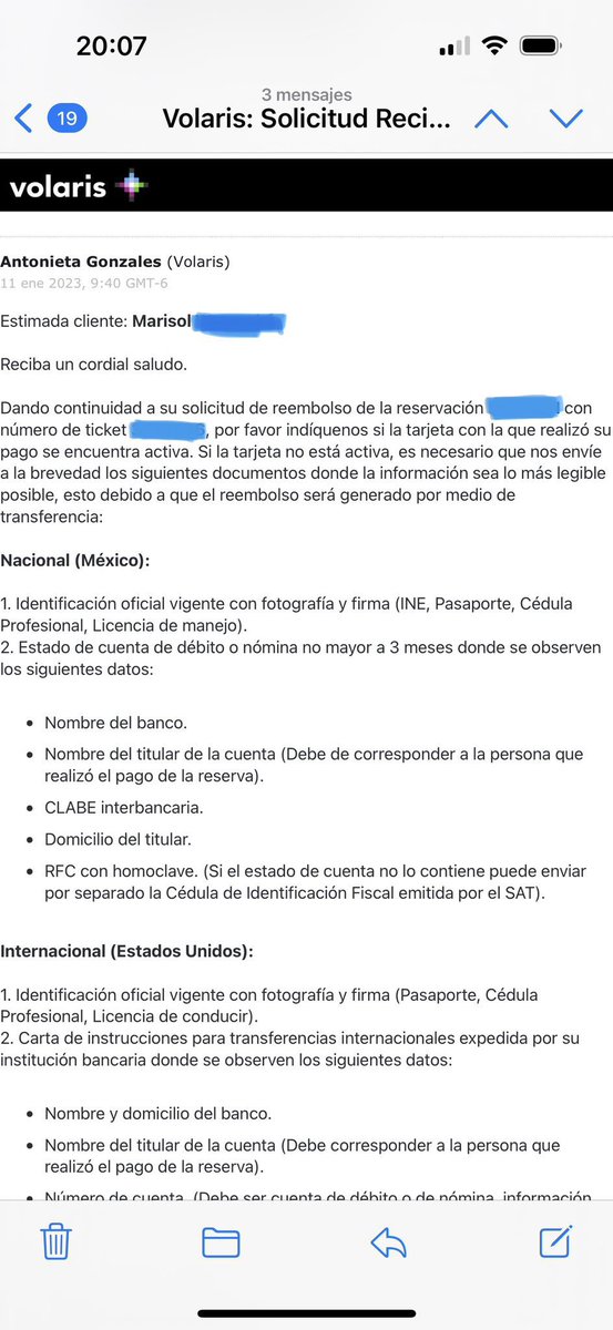 marisolwatanabe's tweet photo. @viajaVolaris Me ponen mentiras en mensaje directo diciendo que emiten el pago y se ve reflejado de 7 a 21 días hábiles para que no escriba nada . Pasa el
Tiempo y es mentira. Esto desde enero. Adjunto evidencia  @Profeco https://t.co/dPJXIt6Cht