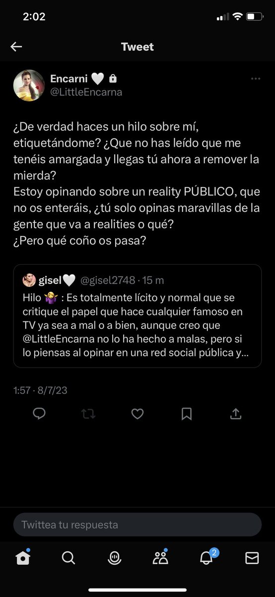 gisel2748's tweet photo. Y me bloqueas😂.Cariño, te etiqueto porque has pedido eso, que podría no hacerlo y quedarme tan tranquila, además opino a la hora y el día que me apetece de un hilo público que tú has colgado en una red social pública, a ver si vas a ser tú la única en poder opinar de todo aquí. https://t.co/SiWcNcAHPp