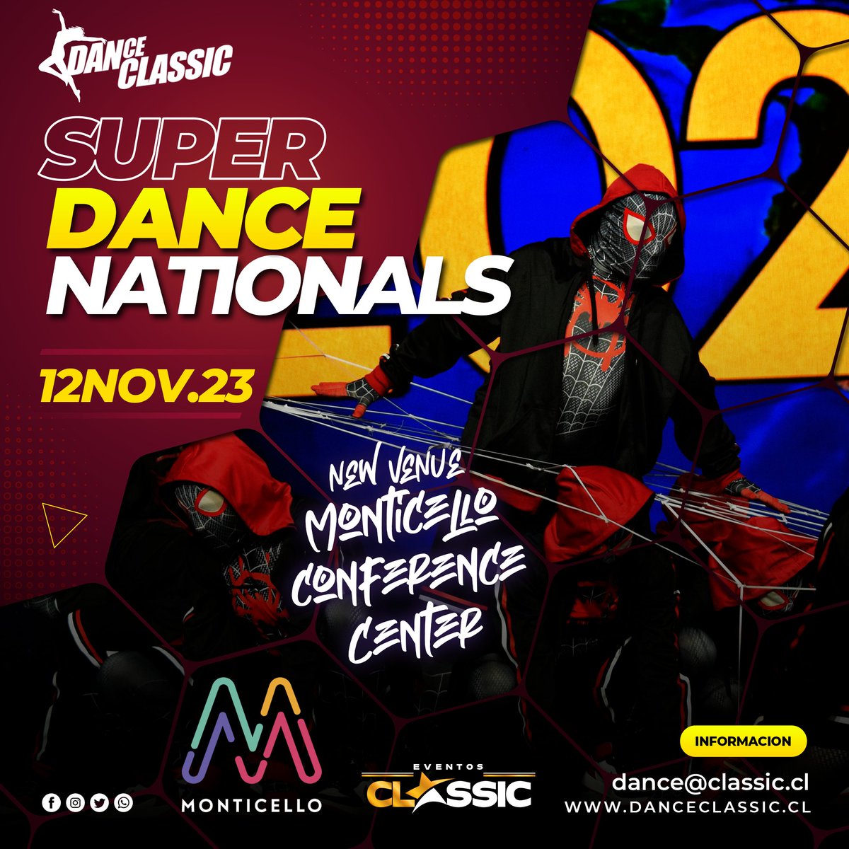 DanceClassicCL's tweet photo. Cada minuto de espera... ha valido la pena! 🃏🃏

Anunciamos nuestra GRAN FINAL NACIONAL 🏆 para el día domingo 12 de noviembre de 2023 en un nuevo recinto: 
🌟 #Monticello Conference Center 🌟 

#DanceClassic llevamos la danza al siguiente nivel 🤩🚀🌟 https://t.co/9Nu2NtfM4V