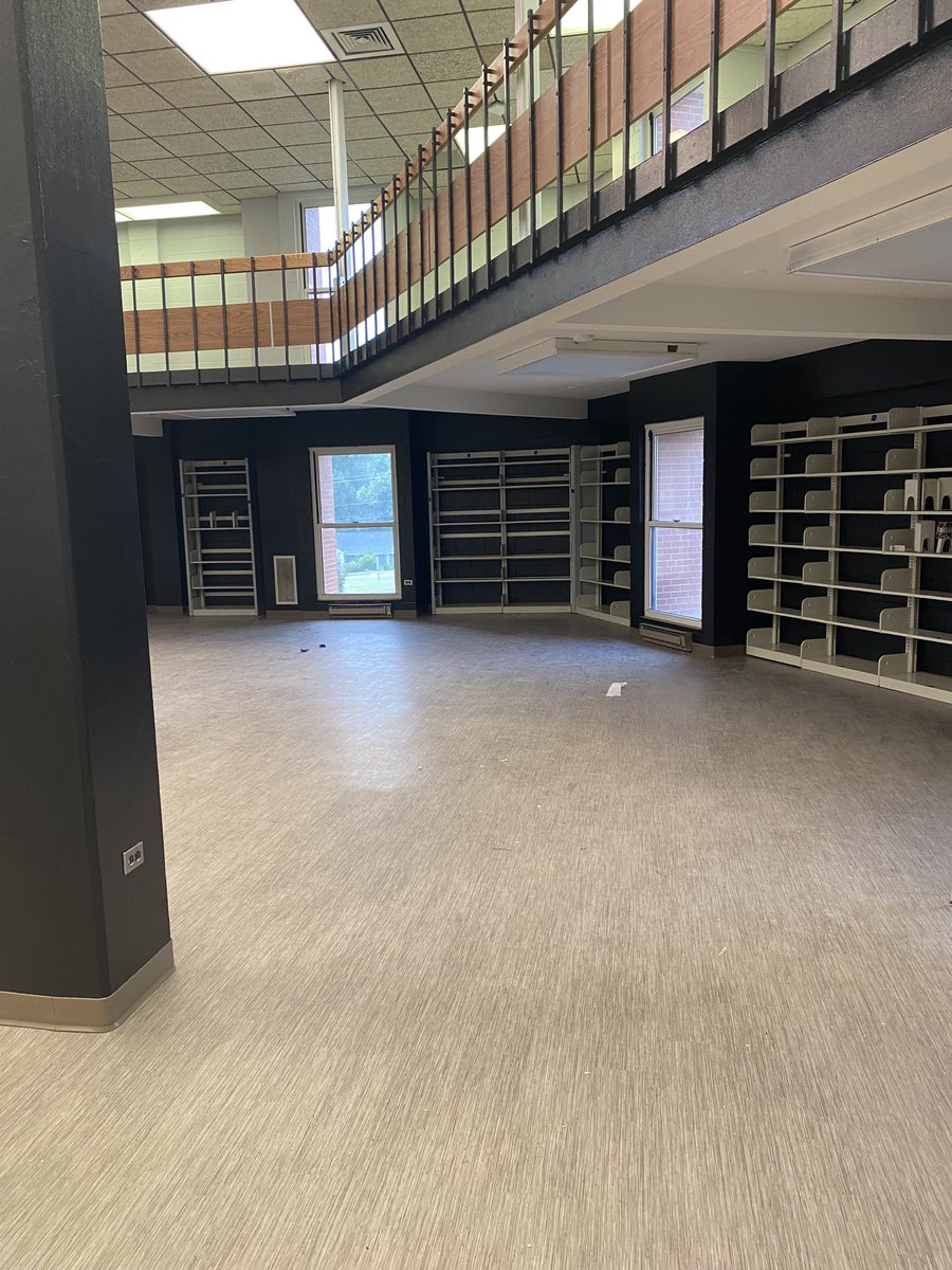 Goodness the library ⁦@EMMS_McDowell⁩ is looking amazing! #newflooring #newpaint