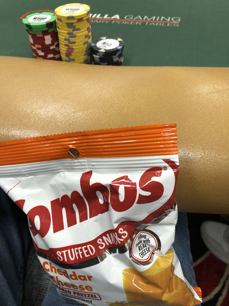 Cheddar Cheese Combos - snack of champions! Couldn’t resist this $6.35 bag we talked about 2 weeks ago. Day2 Main Event @WSOP Chip kaboom from 91k to 148k. #Healthy No money until late Day3. Record attendance. 1st place prob $12milly, give or take. #BoneFam