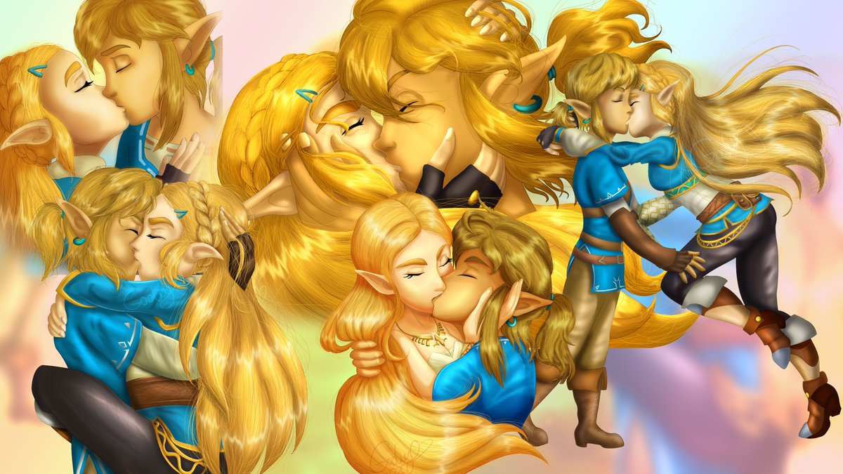#InternationalKissingDay may of been yesterday but I'm posting this anyway 😊
Just all my #Zelink kisses in one pic 🥰
#Zelda  #BreathoftheWild #リンゼル #リンゼルキス