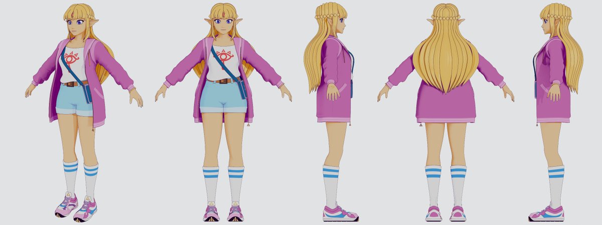 Updated the shaders on my model of Zelda from fanart by <a href="/radiostarkiller/">radiostarkiller on bsky</a>
I just luv her so much now, she's perfect 
(Still planning on rigging her eventually lol)