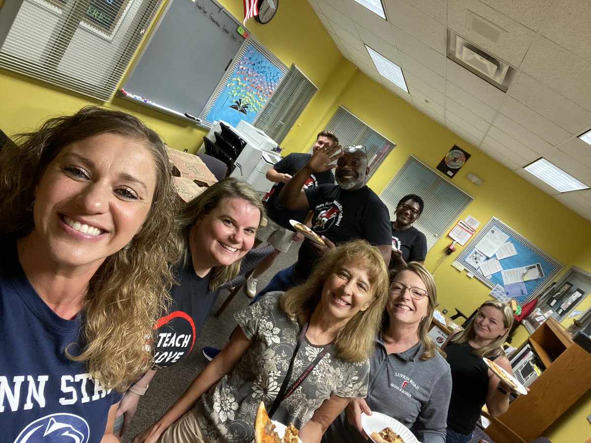 EHannaPSU's tweet photo. When you have a team like this one, you’re one lucky principal! These folks stayed until after 8PM on a Friday night (without being asked) to work on schedules for Monday! What. A. Team. 🥹🥰 #poweredbypizza https://t.co/1JfqaqAx1I
