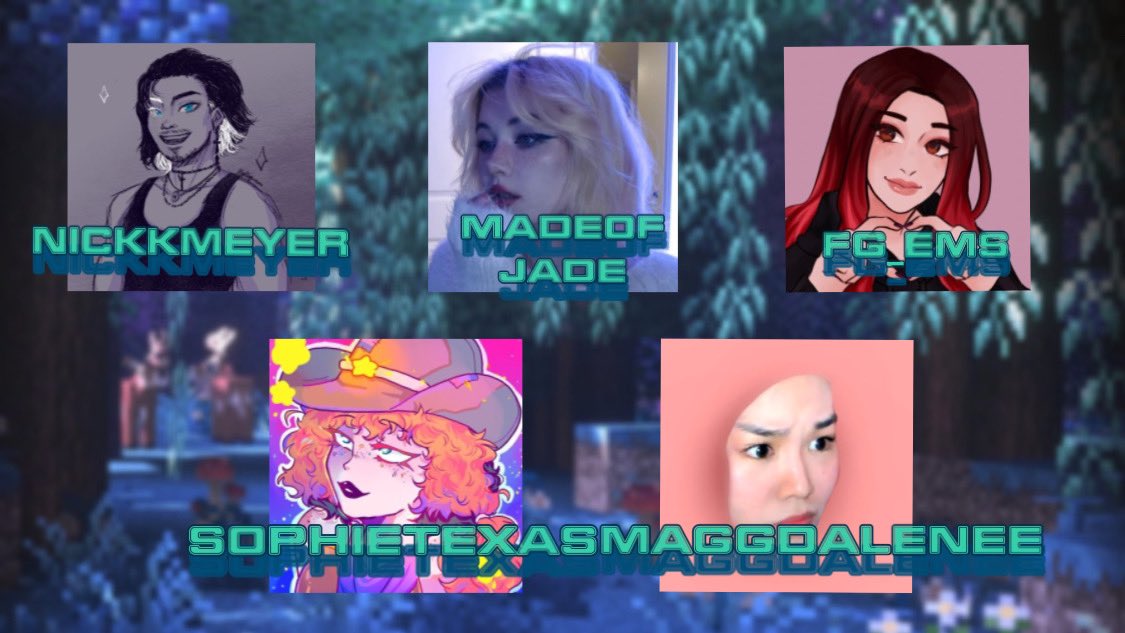 MysticCraftt's tweet photo. Introducing the next group on #MysticCraft ! Nick, Jade, ems, Sophie, and mag!! Server start tomorrow at 5pm EST! 💗 https://t.co/OmrZhaP0E6