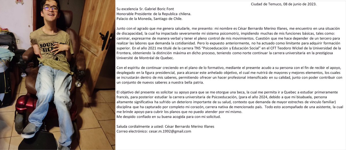 cesarbmi's tweet photo. @camila_vallejo  Por favor estimada ministra ayúdeme a llegar con mi mensaje ante el señor presidente @GabrielBoric , mi gran anhelo es continuar creciendo profesionalmente 🙏🏻🙏🏻 https://t.co/LUfk6A40H1
