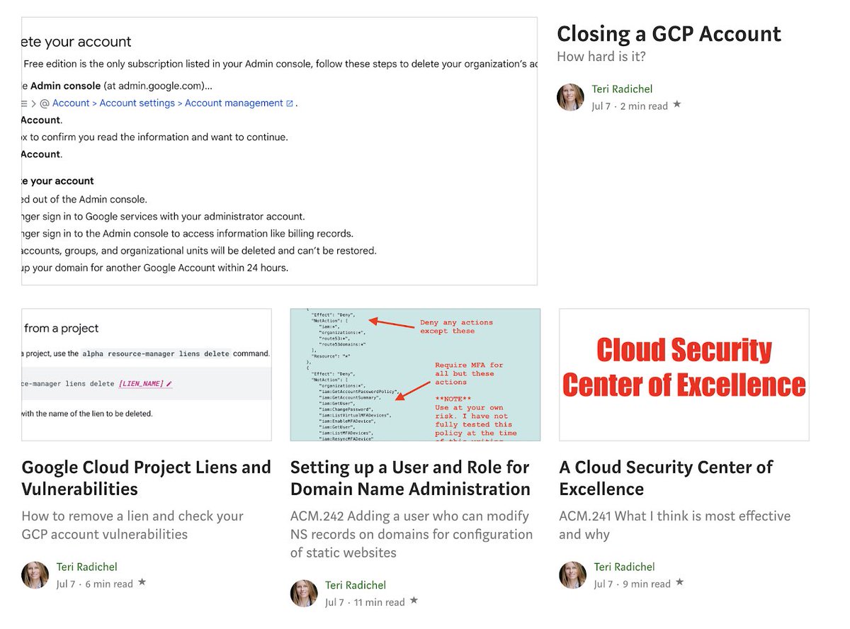 TeriRadichel's tweet photo. Had some strange charges in GCP so had to deal with that. Also setting up a role to manage NS records for static website and thoughts on a Cloud Center of Excellence.
~~
#gcp #cloud #security #aws #route53 #domains #nameservers #centerofexcellence 
~~
https://t.co/H3CMLyypdG https://t.co/g35fu598yR