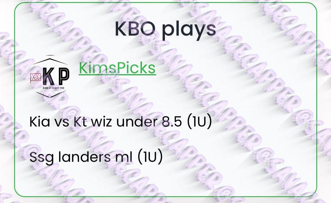 SavageCappers's tweet image. #KimsPicks #KBO #wakeandcash #wakencash #gamblingtwitter #sportsbets #kbopicks #kbobets #parlay