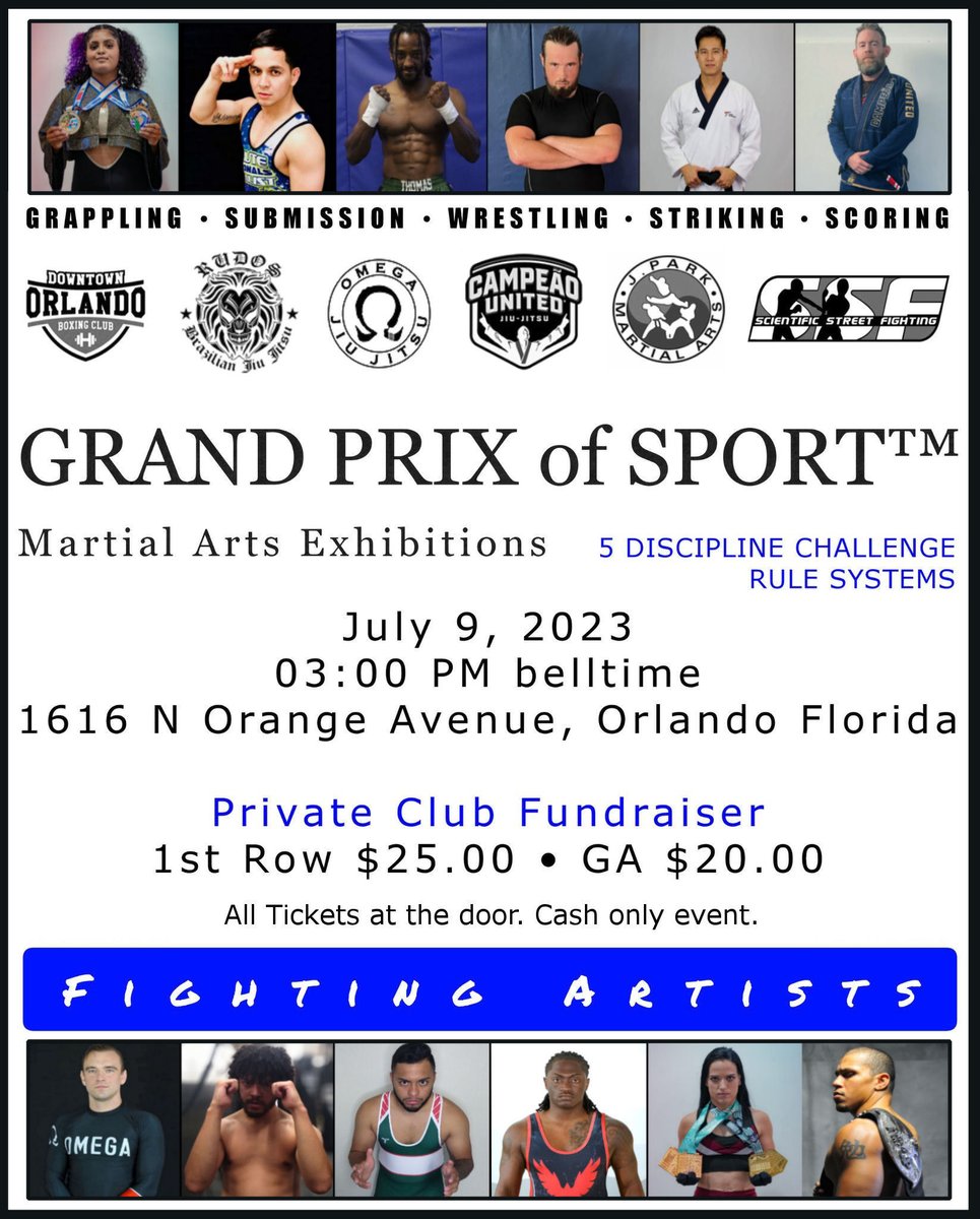 OneWorldWarrior's tweet image. 🚨9JUL23
📍1616 N Orange Ave, Orlando FL
🕖3PM
🇵🇷Lopez • 🇳🇱Venhorst
SLAM or DRAW
🇺🇲Stevens • 🇺🇸Carpenter
SUBMIT or DRAW
🇨🇷Dominguez • 🇺🇸Felix
PIN or DRAW
🇲🇽De la Cruz • 🇺🇲Thomas
SLAM or DRAW
🇰🇷Park • 🇵🇷Hernandez
KNOCKDOWN or DRAW
🇮🇹Silvestry • 🇺🇲Samuelson
OUTSCORE or FINISH