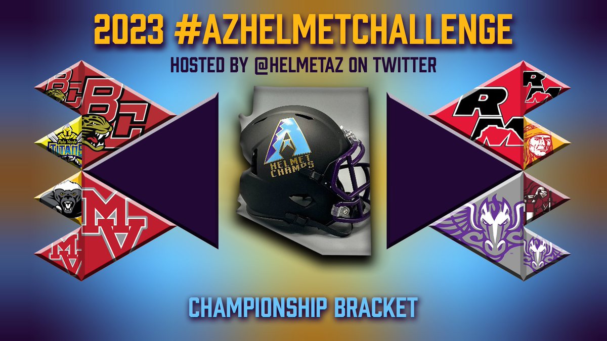 hslogoscom's tweet image. Welcome to the #AZHelmetChallenge semifinals! Who will remain standing after round for a chance to be named best helmet in the Grand Canyon State. Make sure to vote on @HelmetAz starting tomorrow!