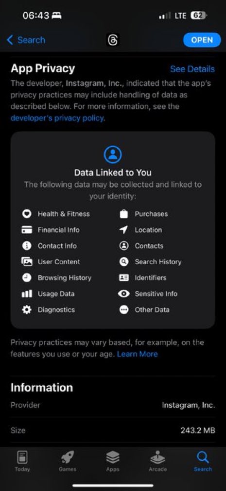 Threads wants all this from me?  

I’m out !