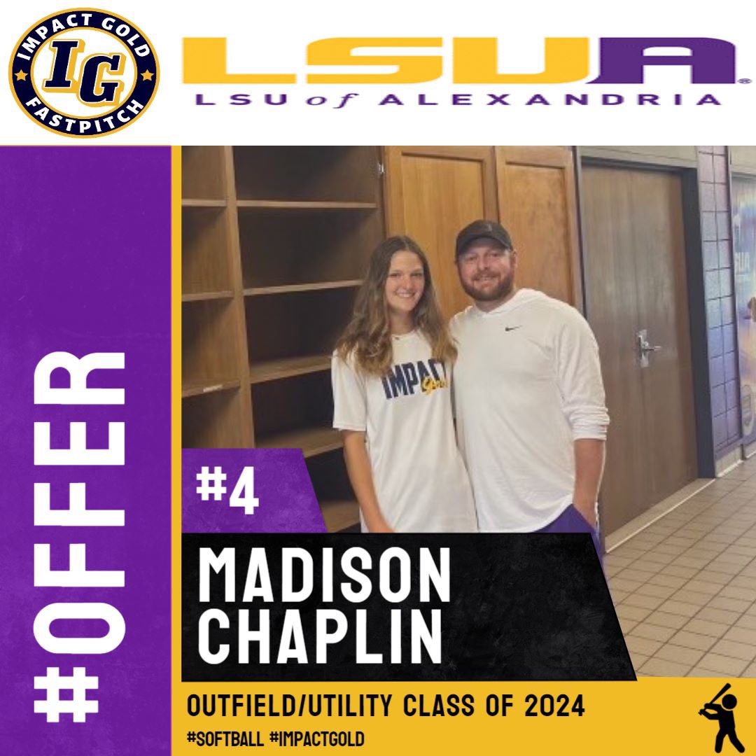 ImpactGoldTate's tweet photo. Congratulations to Impact Gold Tate player, Madison Chaplin,  on a great offer from LSUA🥎
#geauxgenerals https://t.co/PXlVJVW6YH