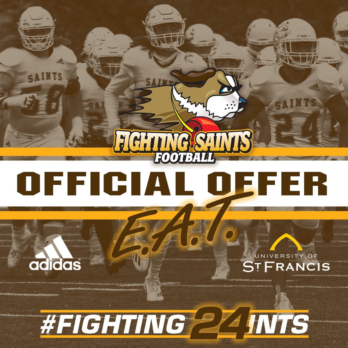 JaceHackman's tweet photo. Very excited to announce I have received my first offer to play college football. Thank you to University of St. Francis and @CoachStekala for this great opportunity. @pekinfootball @CoachBigPete @UofStFrancis @EDGYTIM #EAT https://t.co/zmMYKcMaAE