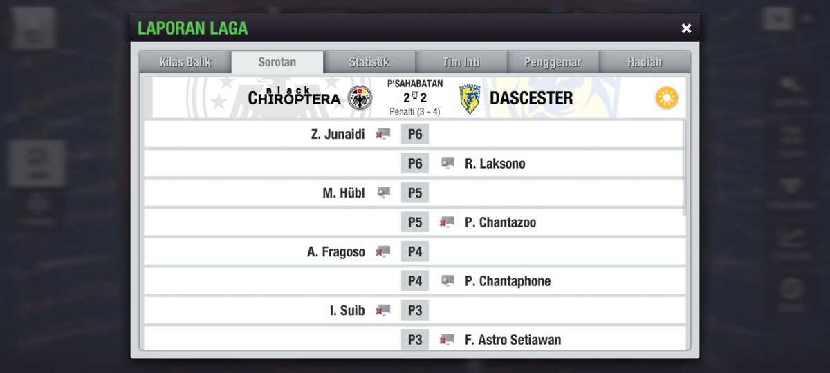 ROUND 1 <a href="/LTEILeagueCup/">LTEI League Cup #LLC24</a> 

<a href="/BlackChiroptera/">BlackChiroptera</a> 2(3) vs (4)2 <a href="/Dascester/">DASCESTER</a> 

DASCESTER lolos kebabak selanjutnya