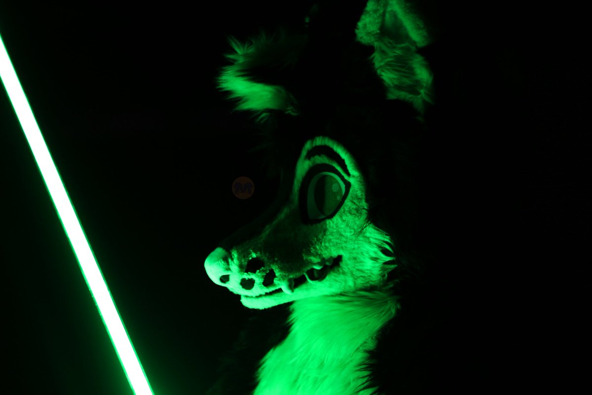 Happy #FursuitFriday  here is a dorky pic from #AC2023  with my green light saber lol