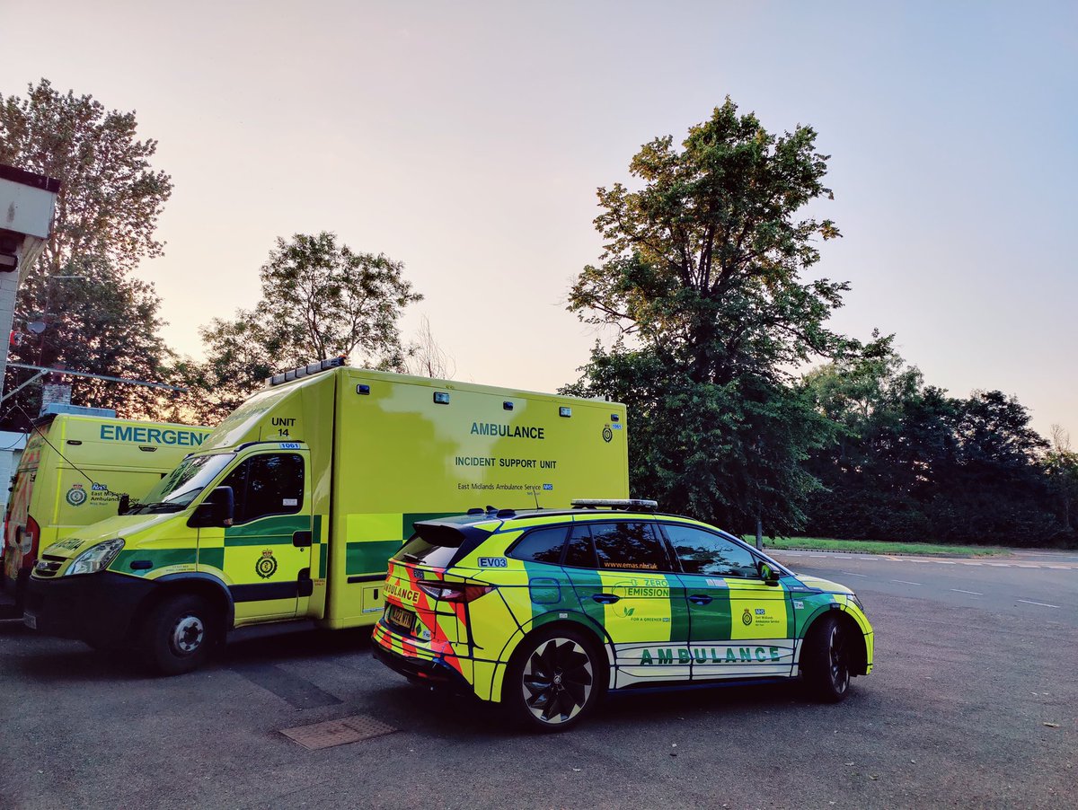 EMAS_DannyH's tweet photo. Not very often we have these bad boys in Northants, support the British Grand Prix 23, offering reassurance with mass casualty capability and the possible new EV FRV. https://t.co/WTopjXuCAm