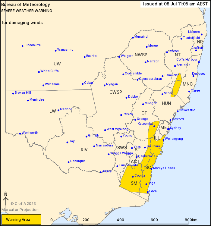 NSW Severe Weather Warning: Damaging Winds. Wollongong, Nowra, Batemans Bay, Eden, Katoomba and Cooma. #severeweather #ewnalerts #ewn #alert #severewx #NSW #nswwx bit.ly/3NGVqVo