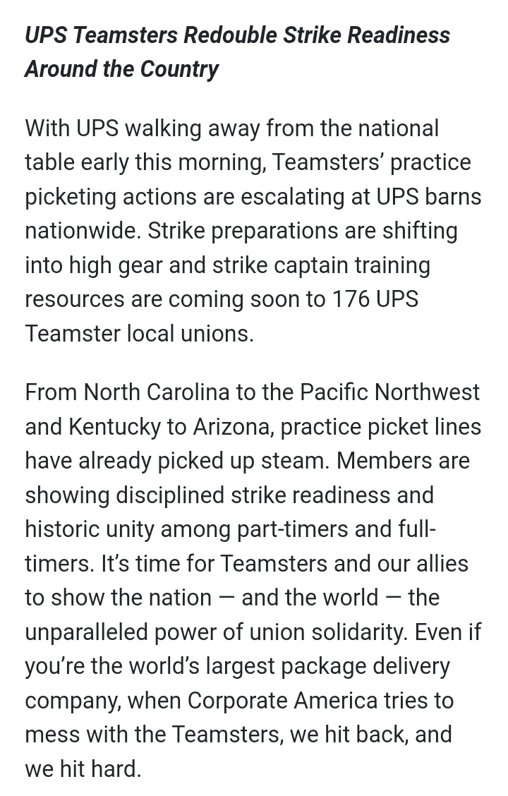 BrJoeBalkis's tweet photo. 7/5/23 #upsNegotiationsUpdate
#2023TeamstersupsContractCampaign #Teamsters #ups
#upsTeamsters redouble #strike readiness across murica.
#PracticePicketing actions are escalating.
#DEFUNDfacebook
#DEFUNDtwitter
#DEFUNDyoutube https://t.co/8gOWC760OX