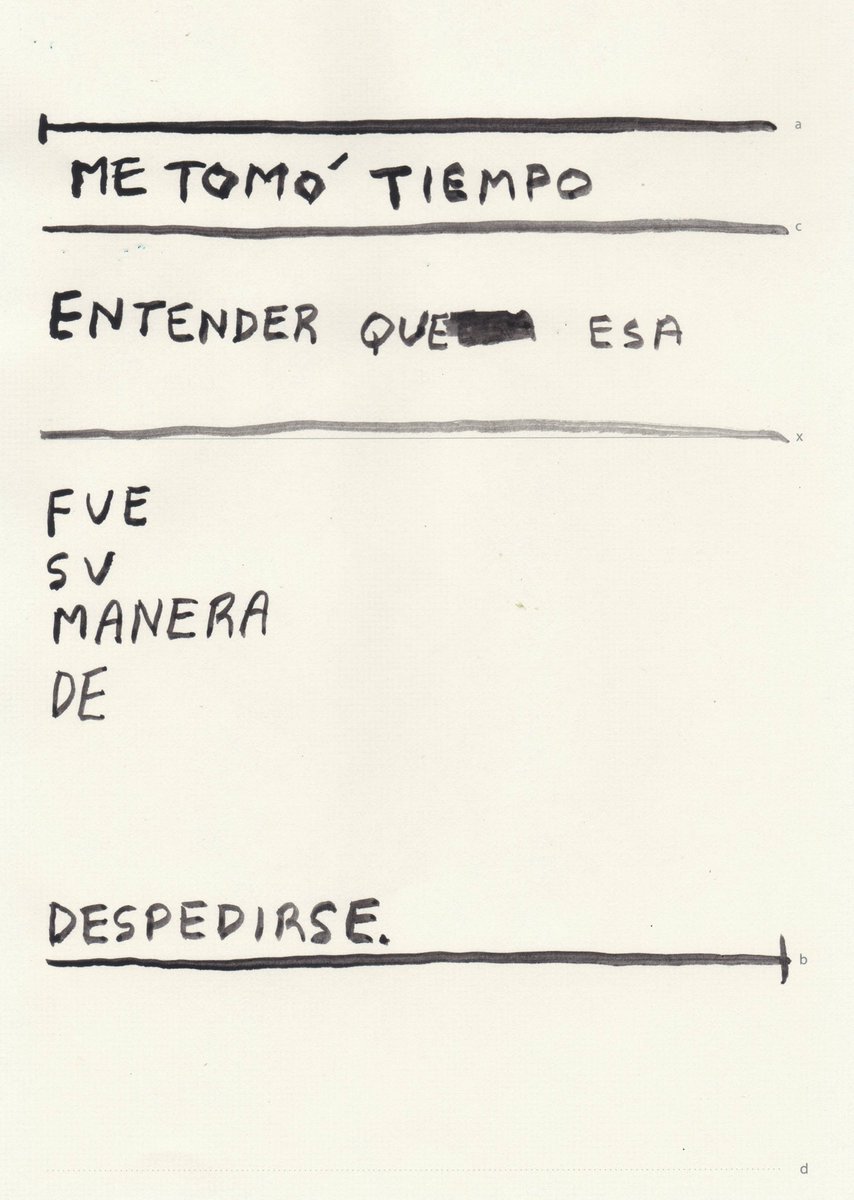 Fig. 1: “Me tomó tiempo entender que esa fue su manera de despedirse.” (Tinta china sobre papel)