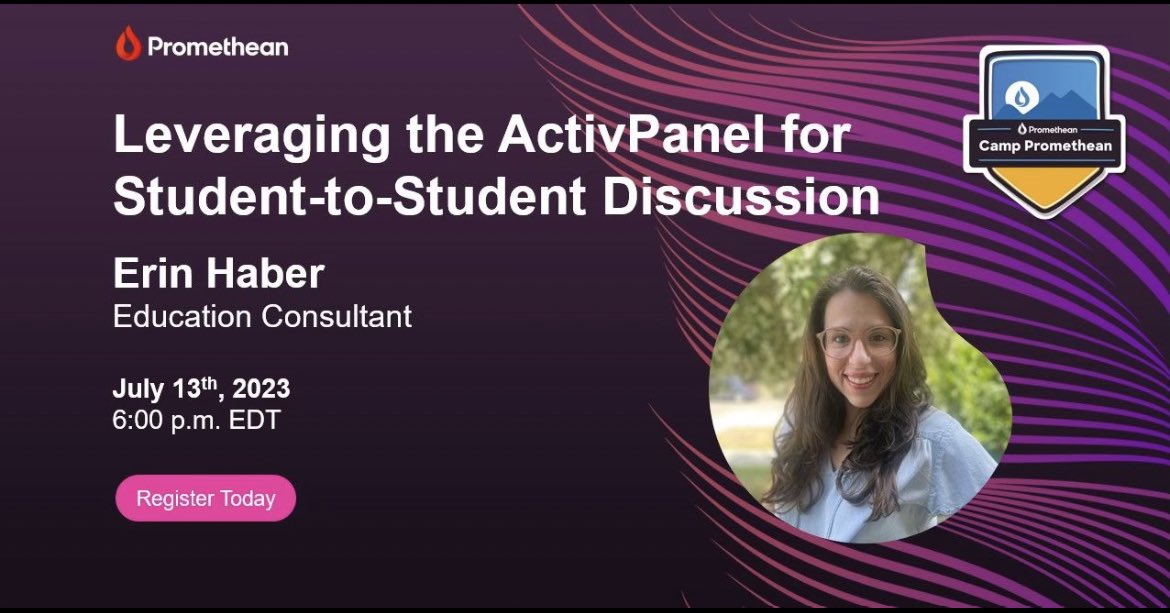 Camp Promethean is less than a week away! Join me and <a href="/Promethean/">Promethean</a>’s team of Education Consultants for an engaging day of free, virtual professional development! View more information, and register here: prometheanworld.com/event/camp-pro…

#CampPromethean23