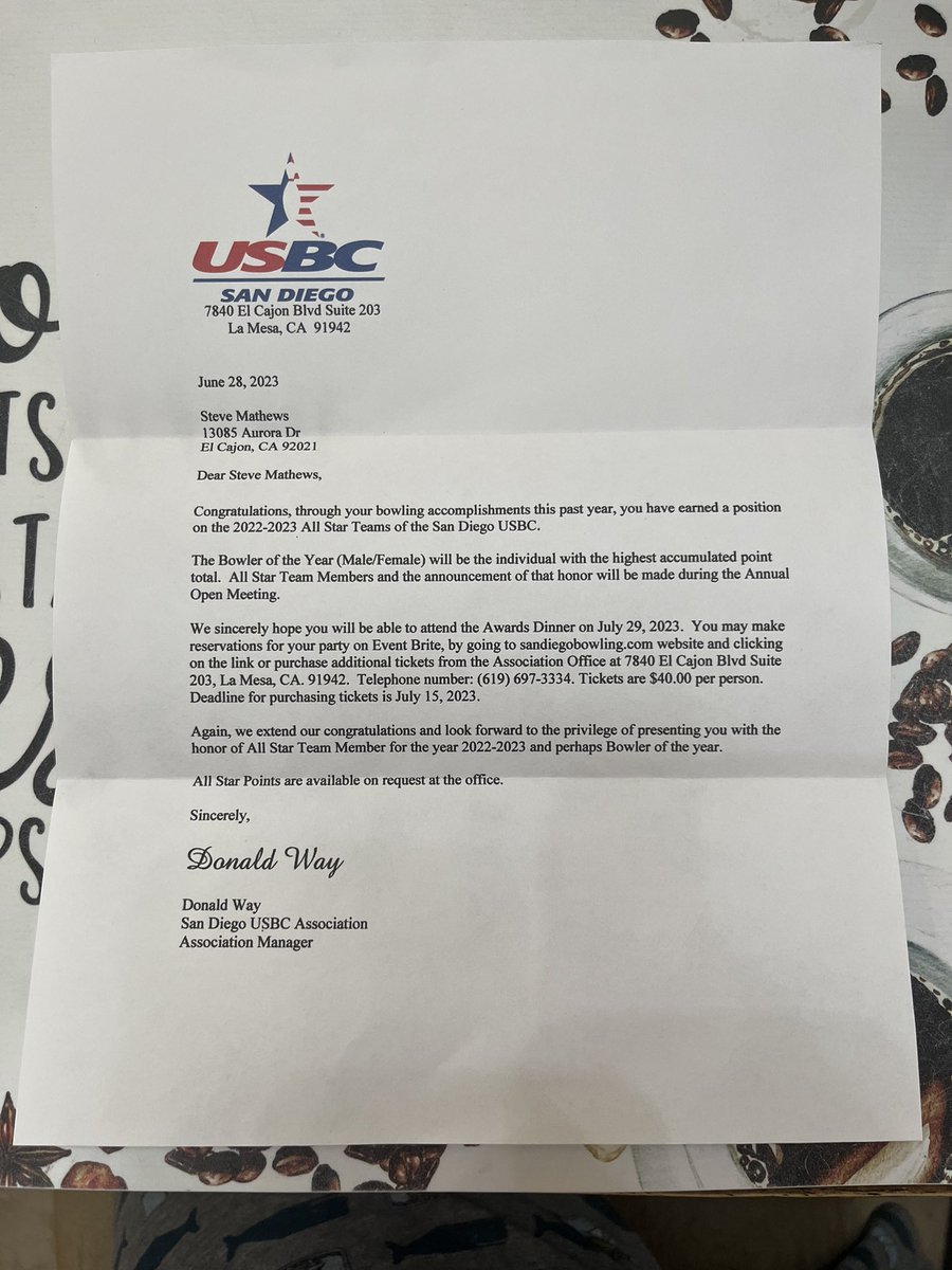 ๐ณ โพ๏ธ Mathews Ranch ๐๐ฅ (Steve Mathews) (@steveinec) on Twitter photo Got this in the mail today and very happy to make my 7th San Diego USBC all star team. Thanks to <a href="/TurboGrips/">Turbo Grips</a> for bringing me on staff this year and providing the best feel for my equipment. #Driven2Bowl #switchgrips #turbogrips #TeamTurbo #BrandsofBrunswick Got this in the mail today and very happy to make my 7th San Diego USBC all star team. Thanks to <a href="/TurboGrips/">Turbo Grips</a> for bringing me on staff this year and providing the best feel for my equipment. #Driven2Bowl #switchgrips #turbogrips #TeamTurbo #BrandsofBrunswick