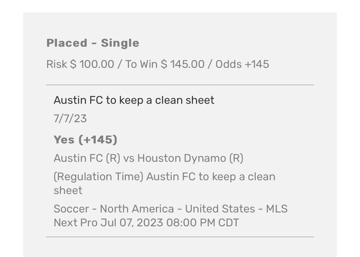 ChrisPerriTX's tweet photo. @10DollarHotDog Tell them to score and not be scored upon! That’ll bring home the Perri Bros #FCito plays. Best play in all of #MLSNextPro is the Las Clean Sheet. Let’s make a hashtag of it: #LasCleanSheet. #GamblingTwitter https://t.co/TJq0C0NUWE