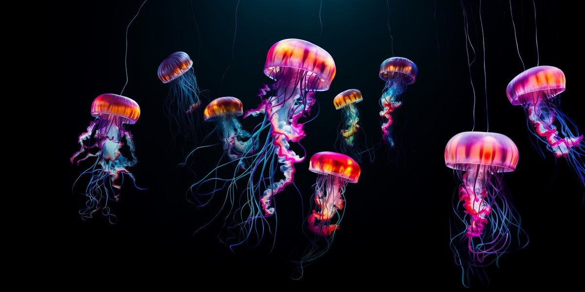 aimagicman's tweet photo. @bri_guy_ai @iamneubert Tried panning out with an image of a jellyfish. Ended up with a pretty cool final image with a final zoom out! https://t.co/YQ9iMgrrND