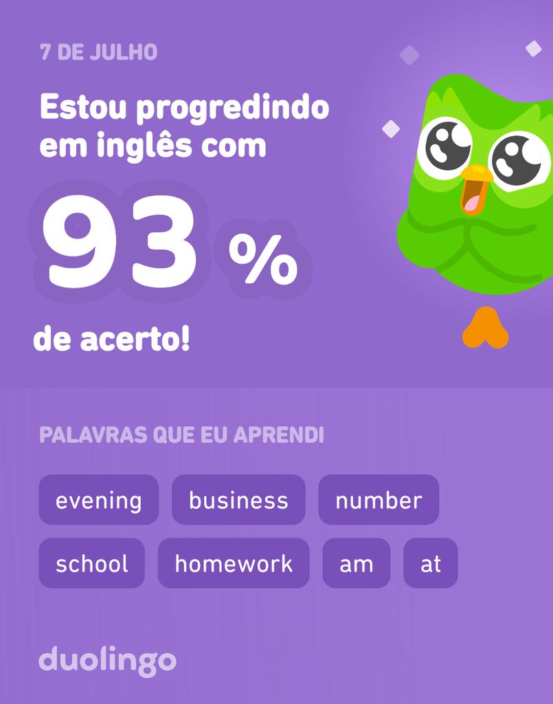 Reginal09390874's tweet photo. Estou aprendendo inglês no Duolingo! É grátis, divertido e eficaz. https://t.co/UWeP2K2GVu