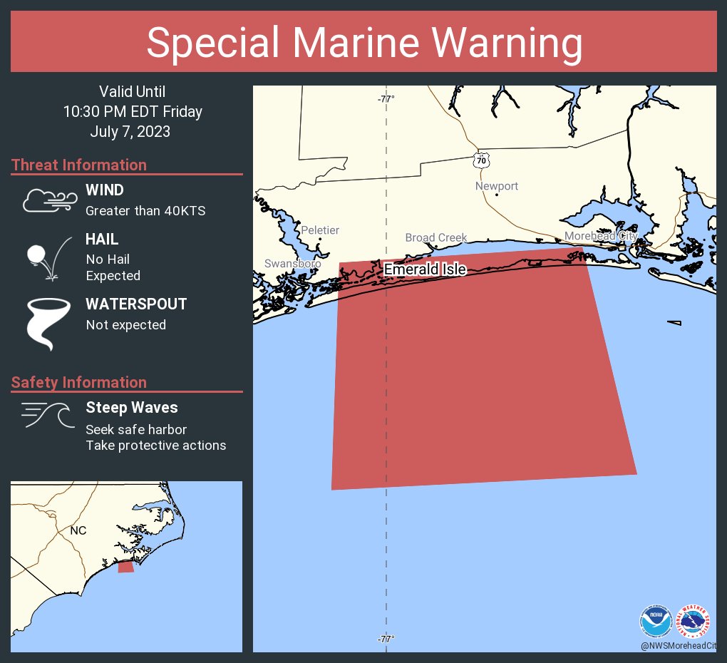 NWS Newport/Morehead on Twitter "Special Marine Warning including the