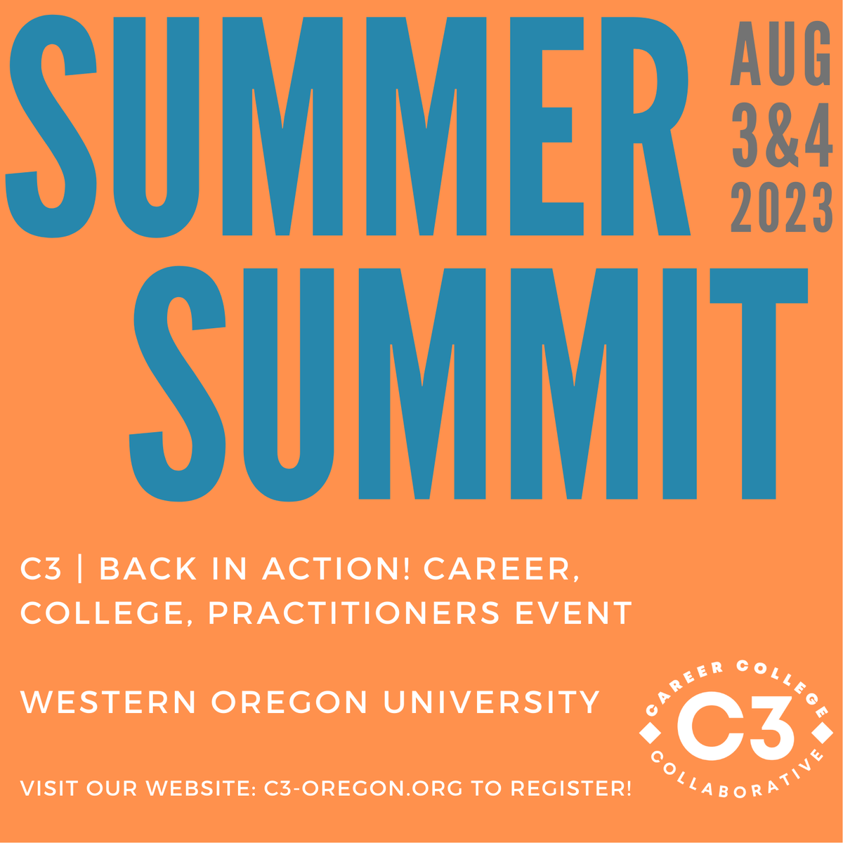 c3oregon's tweet photo. Join us for the C3 Summer Summit: Back in Action! With networking opportunities, sessions tailored for Oregon practitioners, and keynote comedian Sharon Lacey, you can’t miss it! The Summit is on August 3-4, so register now at https://t.co/XtmLoulSzP https://t.co/iez140QOZU