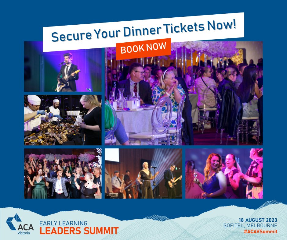 Indulge in a delicious 3-course meal at the beautiful Sofitel on Collins to top off a day of inspiration, learning and networking amongst your peers in the early learning sector. Discounted accommodation is available!

Register for the Summit and dinner
👉 ow.ly/8n4h50P5VG4