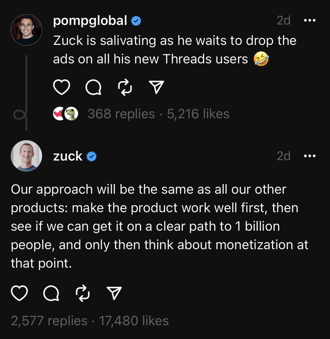 APompliano's tweet photo. If Zuck and Elon keep engaging with users on their respective platforms, other founders have no excuse. https://t.co/xEj0gi7GmN