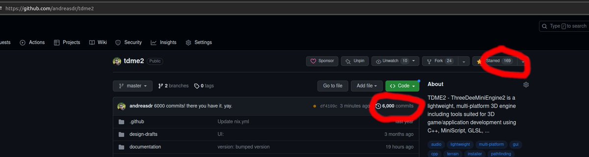 andreas_drewke's tweet photo. 6000 commits! 169 stars. There you have it. 

https://t.co/8kJPLbeyhn

#myownengine #wip #wsgame #indiedev #indiegame #mindty #tdme2 #opensource https://t.co/iVBLjbCrvk