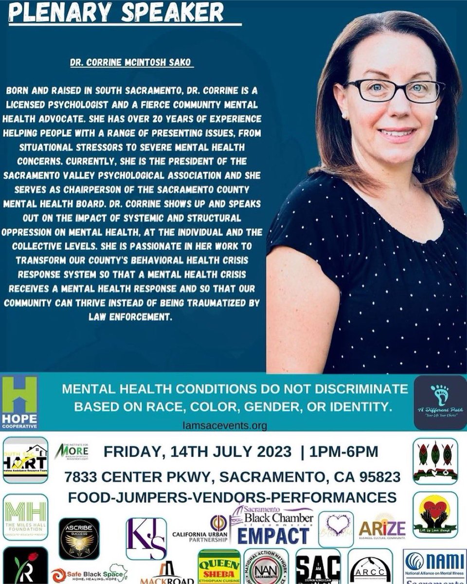 Join me Friday July 14 1pm-6pm for the 1st Annual Stephon Clark Minority Mental Health Expo to bring awareness to the struggles that racial &amp; ethnic minority communities face regarding mental illness.

Admission is free - reserve your spot on Eventbrite: lnkd.in/gPTMNy8C