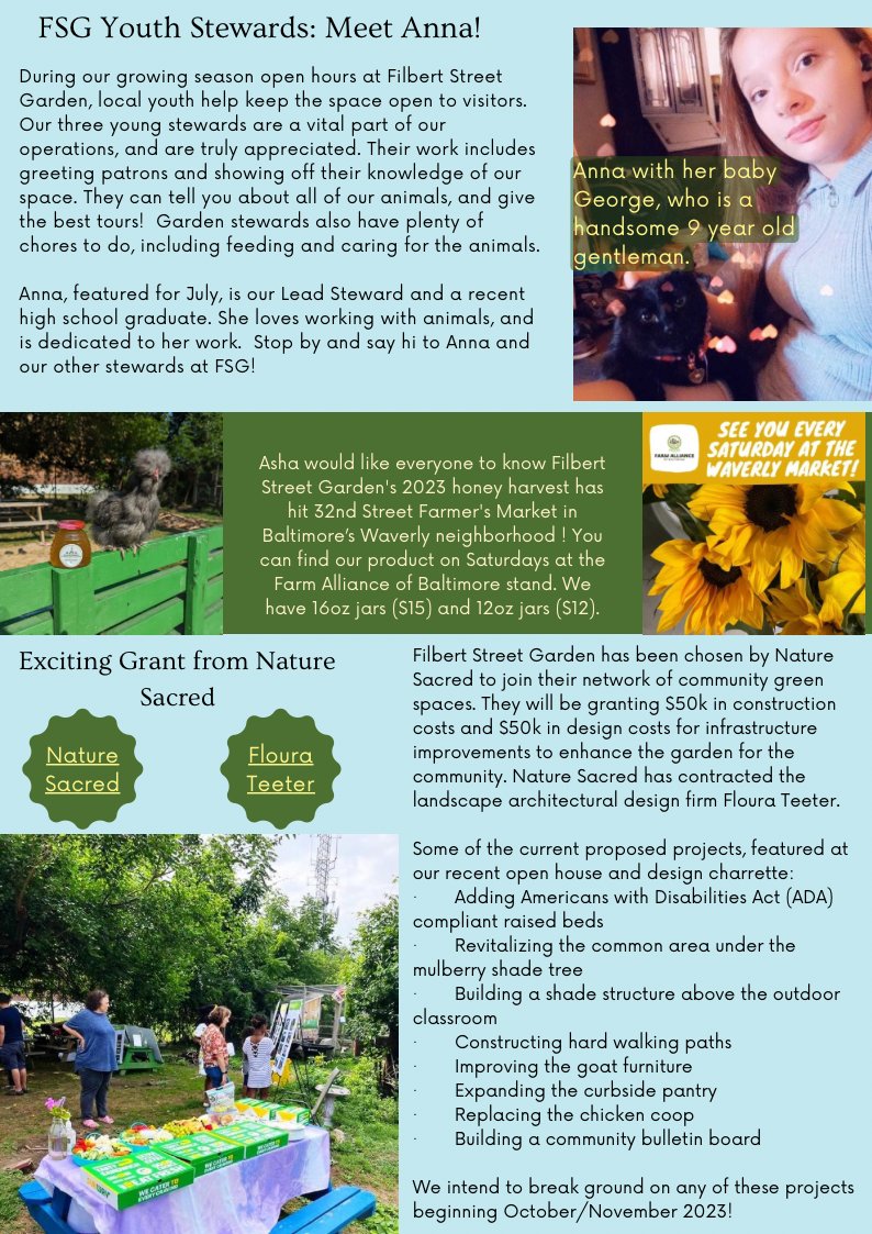 Join us for Filbert Fest tomorrow! More news in our July Newsletter at filbertstreetgarden.org/july-newslette…