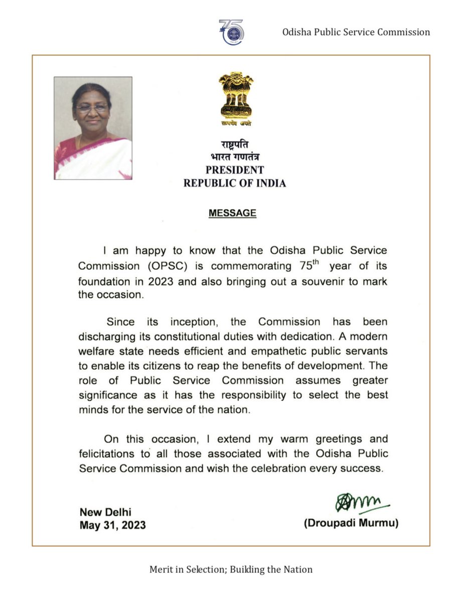 satyajitips88's tweet photo. Our gratitudes to Hon’ble President of India ⁦@rashtrapatibhvn⁩ on the occasion of 75th Year Foundation Celebration of Odisha Public Service Commission https://t.co/VvVxFoEoQr