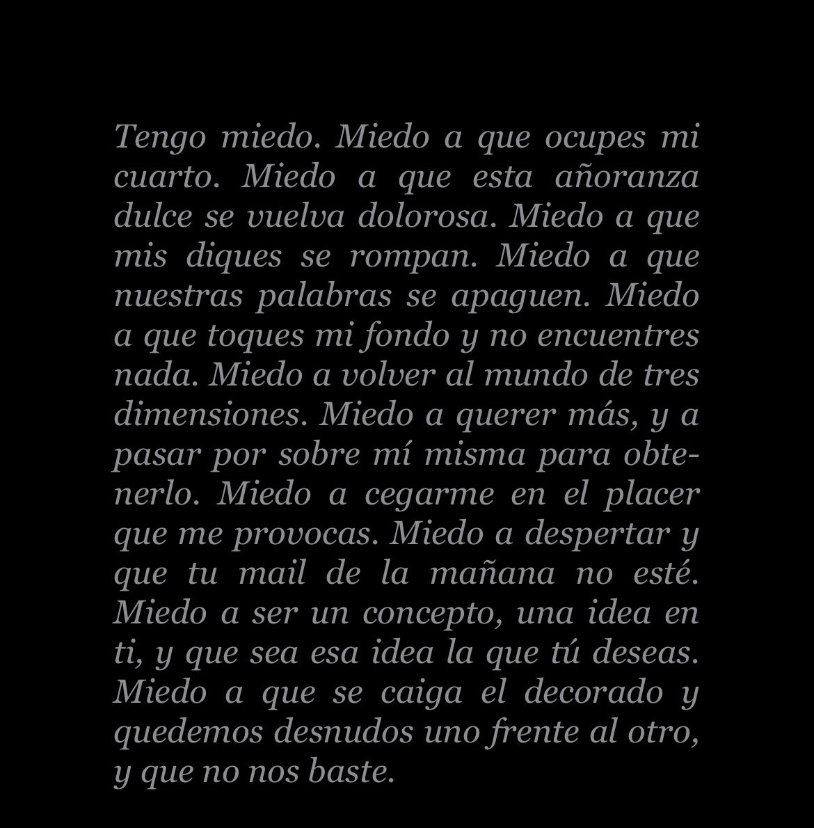 “La carta del miedo”

Pasaje de
La naturaleza del deseo
Carla Guelfenbein
