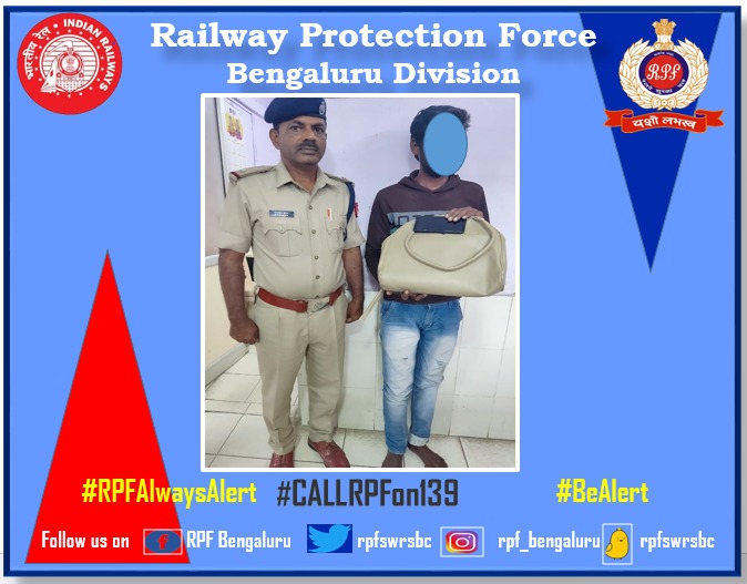 RPF BENGALURU DIV (@rpfswrsbc) on Twitter photo On 07.07.23, #RPFBengaluru apprehended a TOPB offender with a ladies purse containing OPPA mobile valued at Rs.10,000/- from T. No.16220, Ex TPTY to MYS Tirupati Exp at Bengaluru City Rly Station. Later the offender was handed over to GRP/SBC for legal action.
<a href="/RPF_INDIA/">RPF INDIA</a> <a href="/SWRRLY/">South Western Railway</a> On 07.07.23, #RPFBengaluru apprehended a TOPB offender with a ladies purse containing OPPA mobile valued at Rs.10,000/- from T. No.16220, Ex TPTY to MYS Tirupati Exp at Bengaluru City Rly Station. Later the offender was handed over to GRP/SBC for legal action.
<a href="/RPF_INDIA/">RPF INDIA</a> <a href="/SWRRLY/">South Western Railway</a>