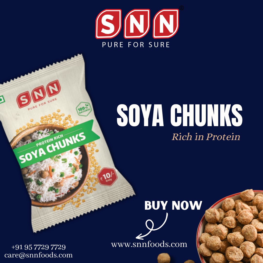 Try the protein-packed goodness of SNN Soya Chunks - the perfect addition to your healthy lifestyle!
Visit our website:snnfoods.com
.
#soyachunks #healthylifestyle #vegetarianprotein