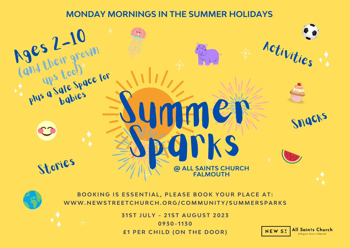We will again be running our popular SUMMER SPARKS sessions over the summer holidays. Starting 31st July, over 4 weeks, we'll be covering the themes of Sport, Happiness, Creation and Feast. Can't wait!