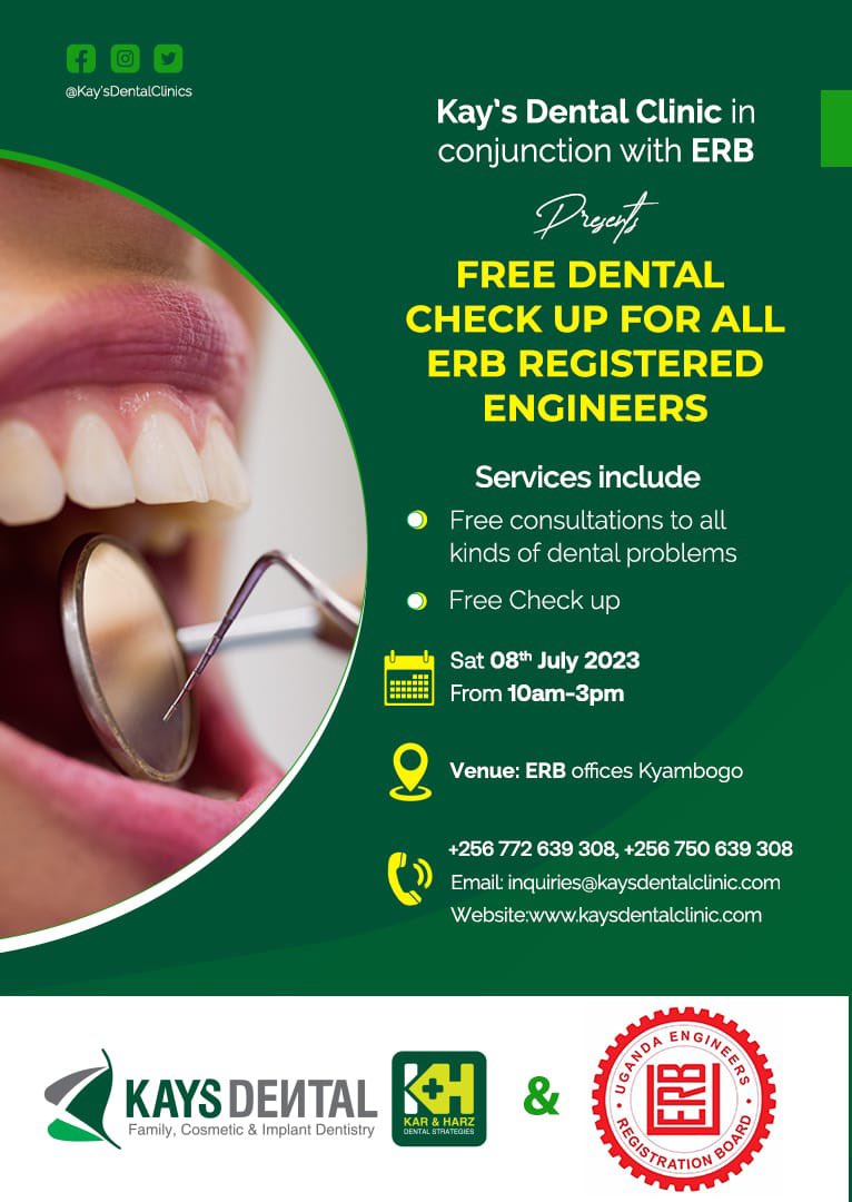 ERBUganda's tweet photo. "Engineers' Dental Wellness: Free Check-Up Event!"

#HappeningNow https://t.co/oQe2d0xTeC