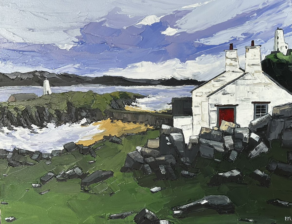 peteirgan1970's tweet photo. Fisherman Cottages, Llanddwyn ready for framing for my Solo Exhibition: 12th Aug. @orielmimosagallery Llandeilo #petermorganart #welshartist #dragonart #artist #mimosagallery #llandeilo #welshlandscape #welshlife #acrylicpainting #artoncanvas #llanddwyn #anglesey #hollyhead https://t.co/3RiDQk4gC3