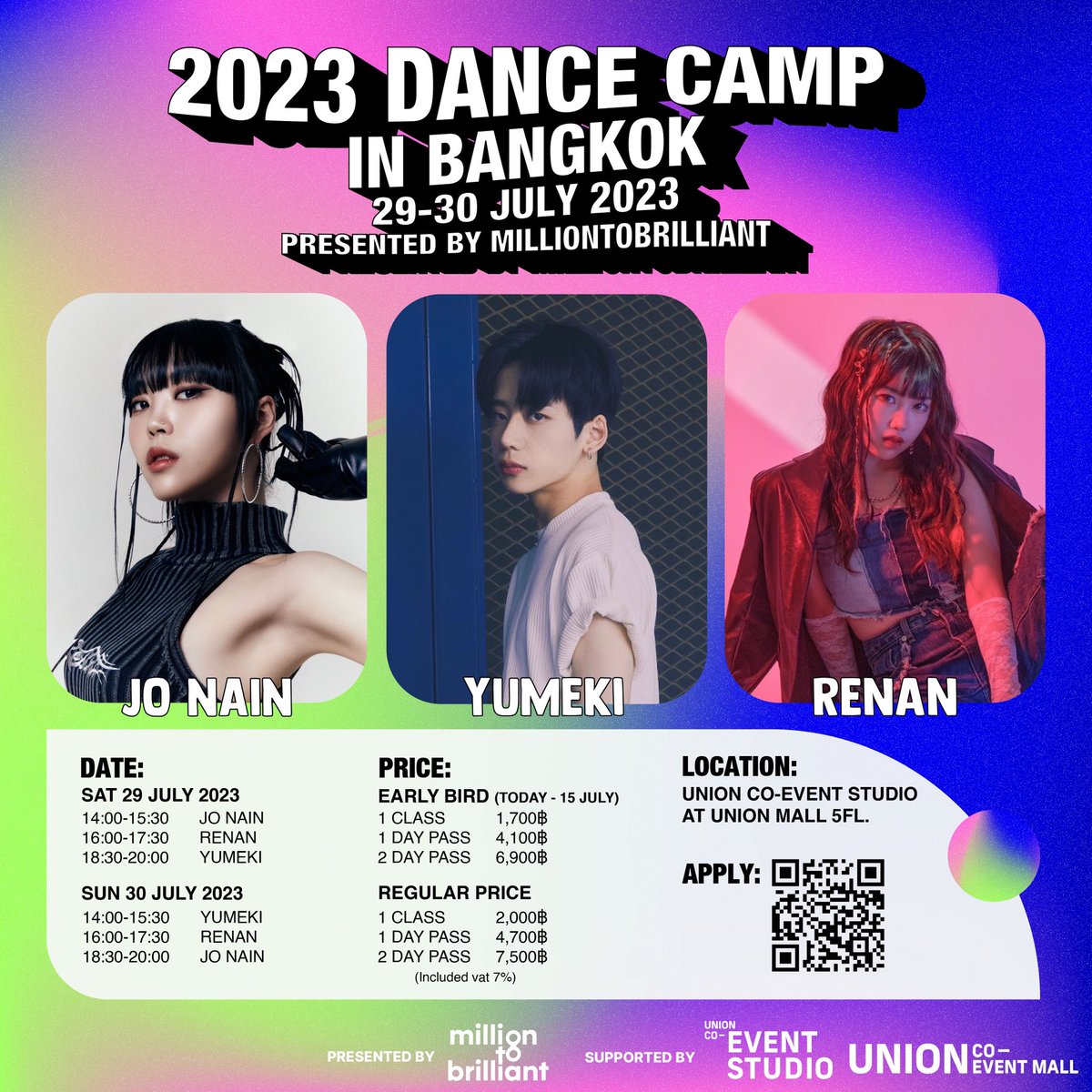 mltblstudio's tweet photo. 𝟮𝟬𝟮𝟯 𝗗𝗔𝗡𝗖𝗘 𝗖𝗔𝗠𝗣 𝗜𝗡 𝗕𝗔𝗡𝗚𝗞𝗢𝗞 𝗕𝗬 𝗠𝗜𝗟𝗟𝗜𝗢𝗡𝗧𝗢𝗕𝗥𝗜𝗟𝗟𝗜𝗔𝗡𝗧
D-7 สำหรับราคา Early Bird‼️
วันหยุดยาวสิ้นเดือนนี้มาสนุกด้วยกันเยอะๆนะคะ🥰
#jonain #yumeki #renan #dancecamp #milliontobrilliant https://t.co/O7SfXJEzGk