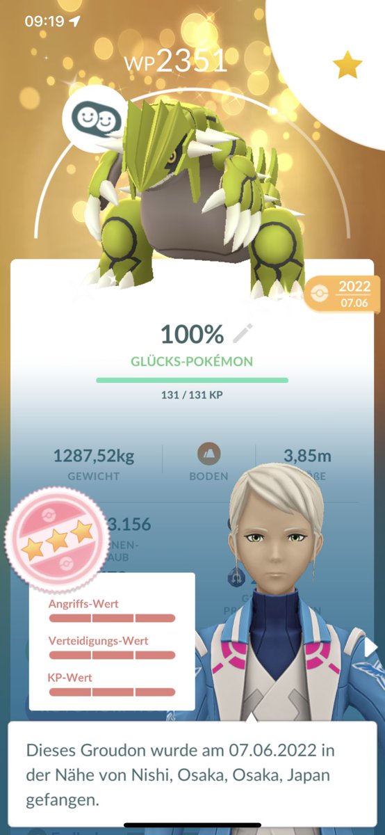 BlackJay_03's tweet photo. Just did this lucky trade with my beloved Mom and it became Shundo!!!! I literally screamed out loud. So happy about it. 😍 
Thank you so much @BlackC_04.
💙🥰👏
#PokémonGO #LuckyTrade #Shundo #Groudon #Shiny #100IV https://t.co/oDYbdfJTC7