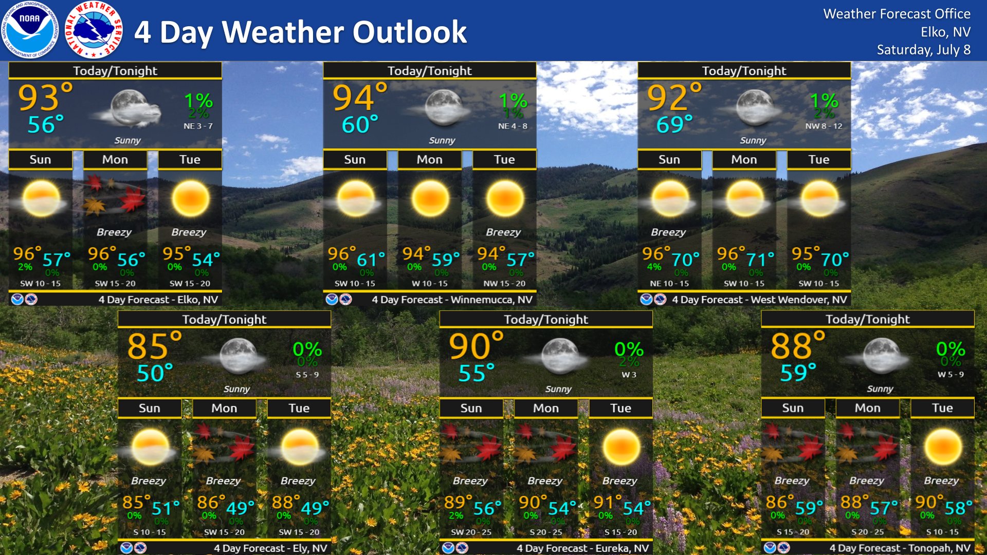 NWS Elko on Twitter "Here is your 4 day weather outlook for the