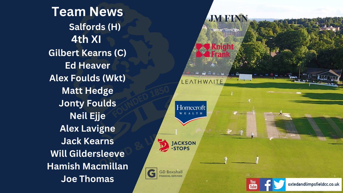 Oxted&LimpsfieldCC (@olcc_) on Twitter photo !Team News!
The 1s travel to <a href="/StokeDabernonCC/">Stoke D'Abernon</a> in a top of the table clash.
The 2s host <a href="/ohacricket/">Old Hamptonians CC</a> in front of the Oxted Festival.
The 3s travel to <a href="/Banstead_CC/">Banstead CC 🏏</a>
The 4s host <a href="/SalfordsCC/">SalfordsCC</a> at Grub Street !Team News!
The 1s travel to <a href="/StokeDabernonCC/">Stoke D'Abernon</a> in a top of the table clash.
The 2s host <a href="/ohacricket/">Old Hamptonians CC</a> in front of the Oxted Festival.
The 3s travel to <a href="/Banstead_CC/">Banstead CC 🏏</a>
The 4s host <a href="/SalfordsCC/">SalfordsCC</a> at Grub Street