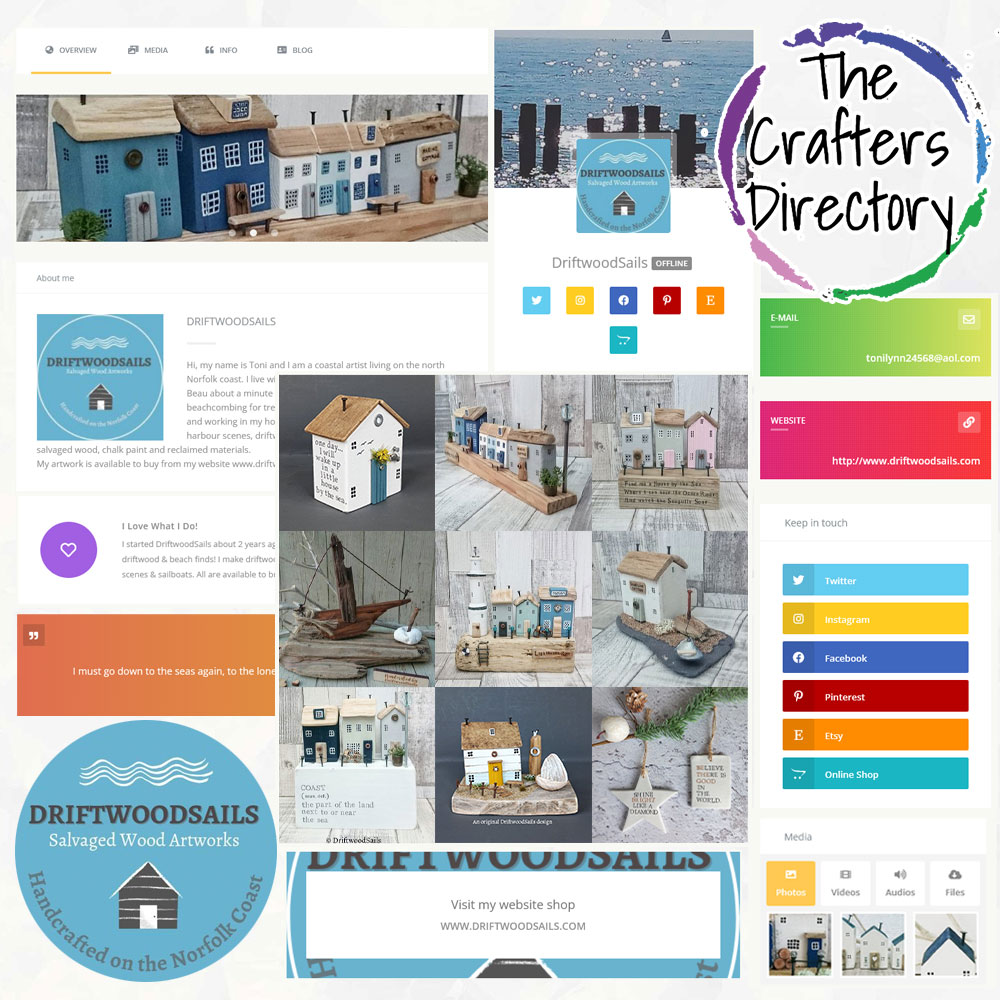 Meet the latest featured crafter @driftwoodsails on thecraftersdirectory.co.uk 😊💜 View their listing thecraftersdirectory.co.uk/driftwoodsails Are you a UK crafter or creative?Why not join them and other amazing creatives for just £10 per year thecraftersdirectory.co.uk #CraftBizParty #HandmadeHour