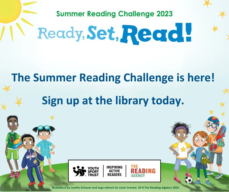 NPTLibraries's tweet photo. Ready, Set, Read! The Summer Reading Challenge starts today! 
Sign up at your library to be part of an amazing summer of reading with NPT Libraries. https://t.co/ysb7FMomlg