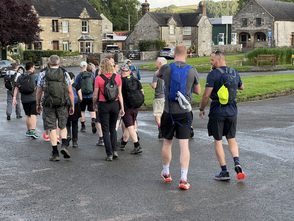 7am Hartington @peakdistrict and they’re off! @cpmgArchitects @CHG_ltd @ChordConsult @BSPConsLtd @GleedsGlobal @PaulSmithDesign #playerrobertsbell set out on our annual charity walk supporting @ttvworkshop